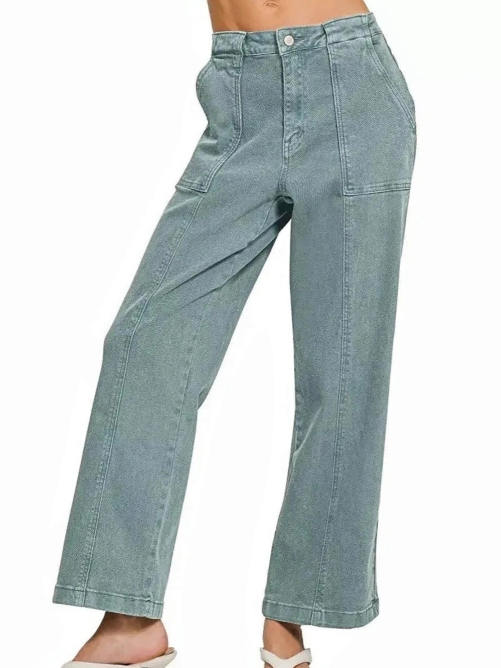 Zenana Women's Straight Leg Pants in Ash Jade New still in bag Size M